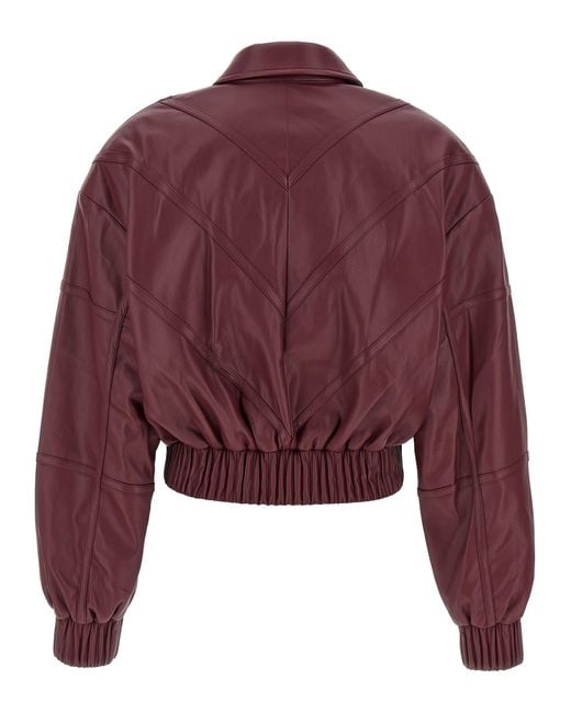 ROTATE BIRGER CHRISTENSEN Red Leather Effect Bomber Jacket