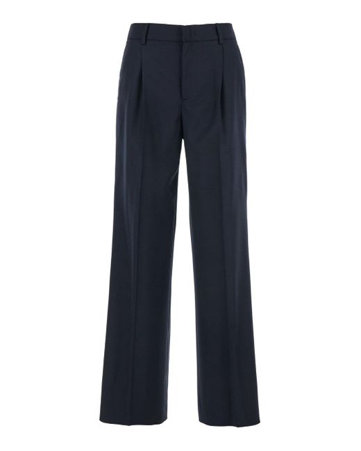 PT Torino Blue Lola Pants With High Waist And Pleated Details