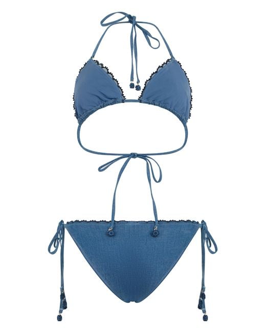 Zimmermann Blue Two-Piece Swimsuit Cotton Bikinis