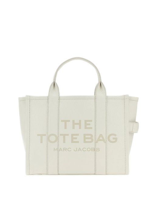 Marc Jacobs White Chalk Leather Medium The Tote Bag Handbag