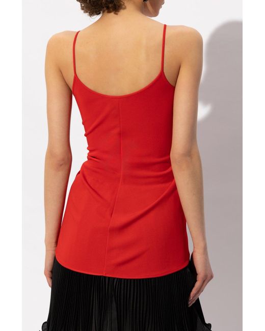 Balmain Red Top With A Rose-Shaped Appliqué