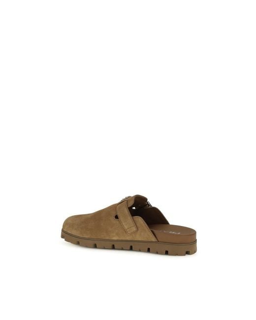 Prada Brown Calf Leather Bos Taurus Mules for men