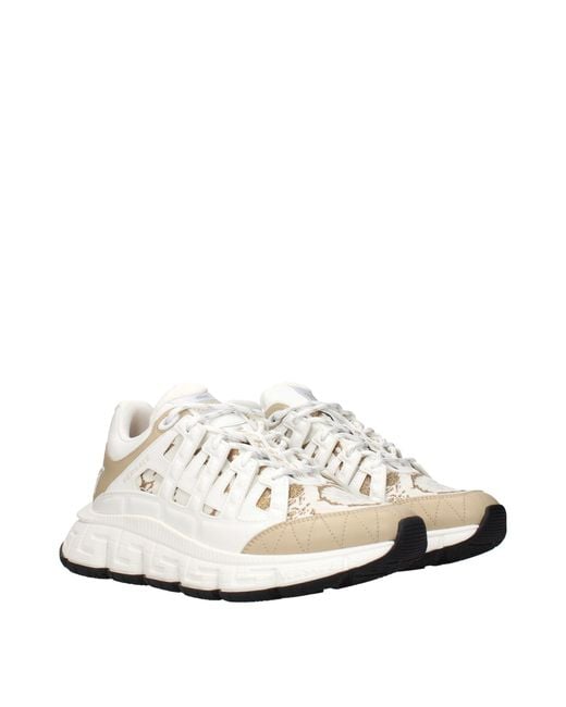 Versace White Fabric Athletic Sneakers for men