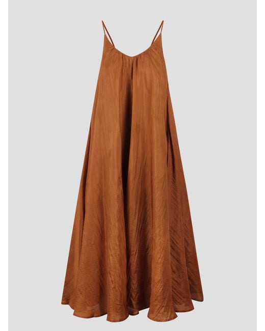 THE ROSE IBIZA Brown Silk Long Dress