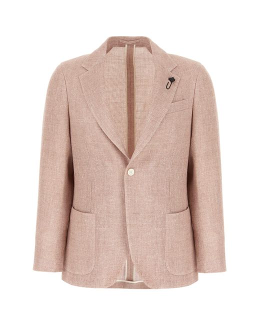 Lardini Pink Melange Mauve Linen Blend Blazer for men