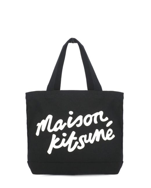 Maison Kitsuné Black Shopping Bag With Logo for men