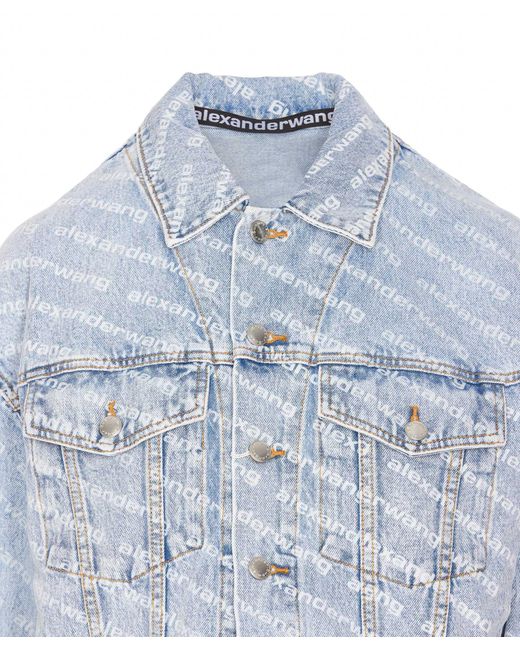 Alexander Wang Blue All Over Logo Denim Jacket
