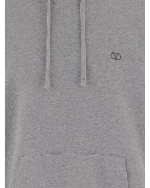 Valentino Gray Cotton Hoodie Sweatshirts for men