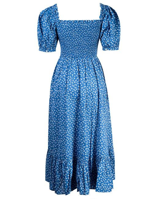 Ralph Lauren Blue Floral Elastic Waist Dress