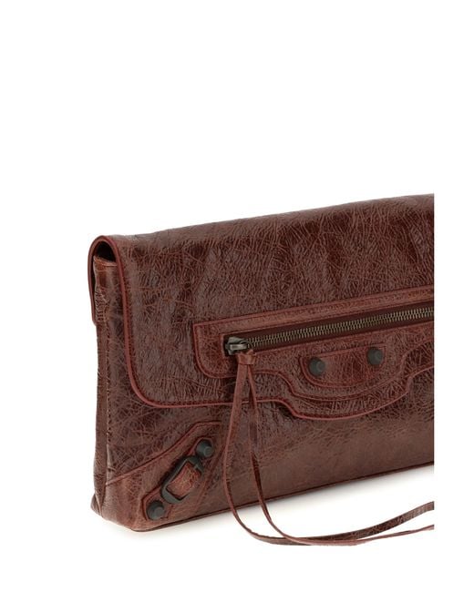 Balenciaga Brown Le City Clutch Lambskin Lamb Ovis Aries Clutches