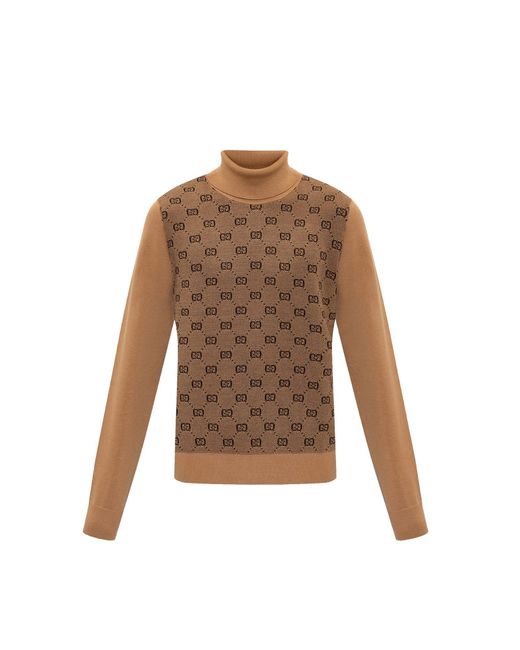 Gucci Brown Jacquard Turtleneck Sweater for men