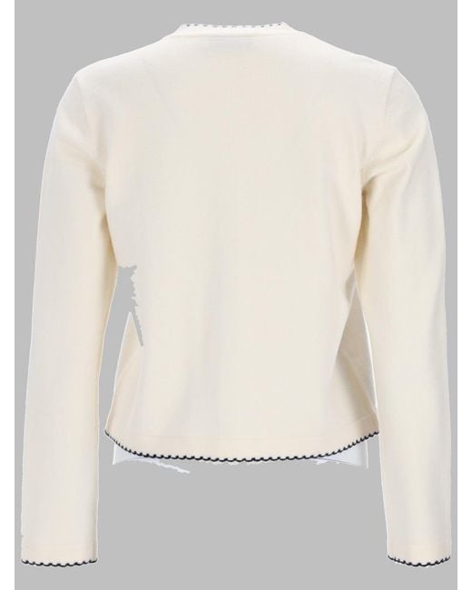Tory Burch Natural Cardigan Kendra Wool Jumpers