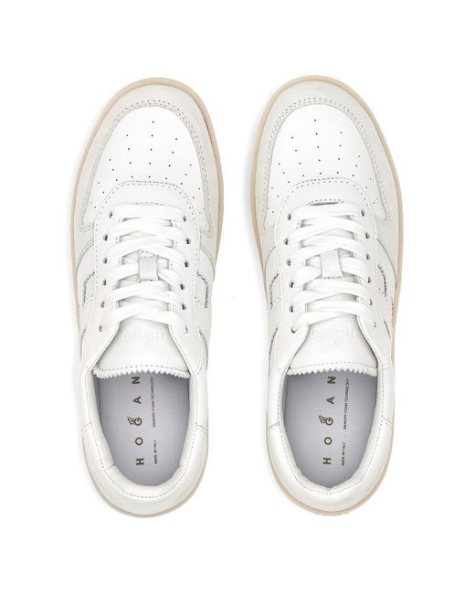 Hogan White Cool Basket Leather Sneakers