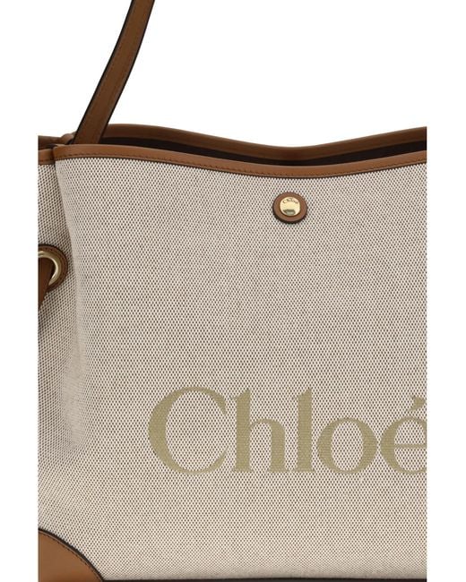 Chloé White Clover Tote Bag Canvas Cotton Shoulder
