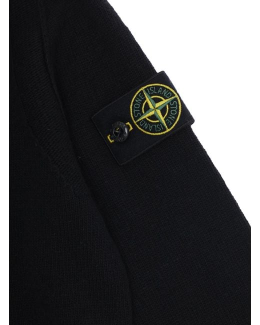 Stone Island Black Crew Neck Sweater Wool Tops for men