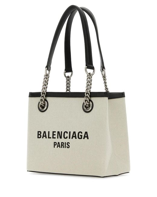 Balenciaga White Ivory Canvas S Duty Free Shopping Bag