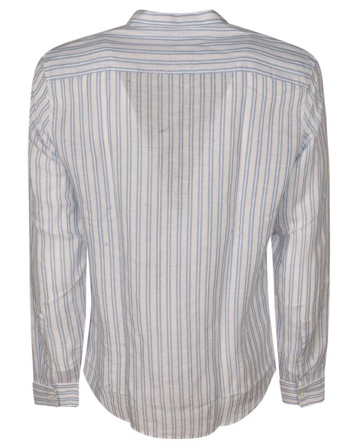 Michael Kors Gray Band Collar Striped Shirt for men