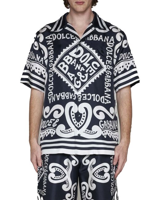 Dolce & Gabbana Black Marina Print Shirt for men