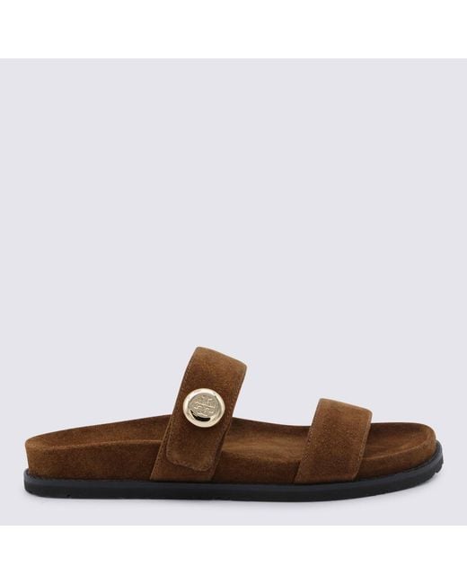 Tory Burch Brown Flat Shoes _Suede