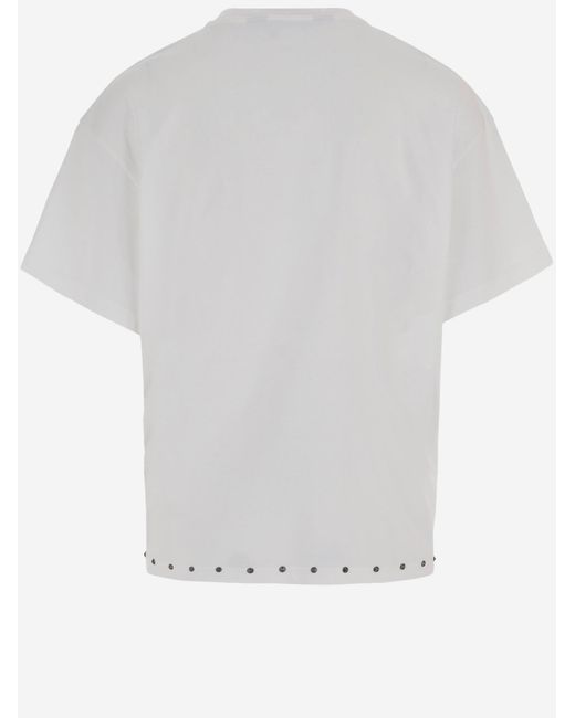 Just Cavalli Gray Cotton T-Shirt With Bold Logo Print And Studded Hem for men