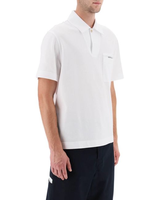 Palm Angels White Sartorial Tape Pique Polo Shirt for men