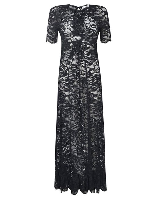 Rabanne Black Lace Paneled Long Dress