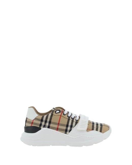 Vintage check and shop leather sneakers