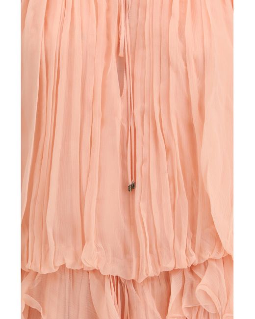 Chloé Pink Mini Dress With Cape Silk Outer
