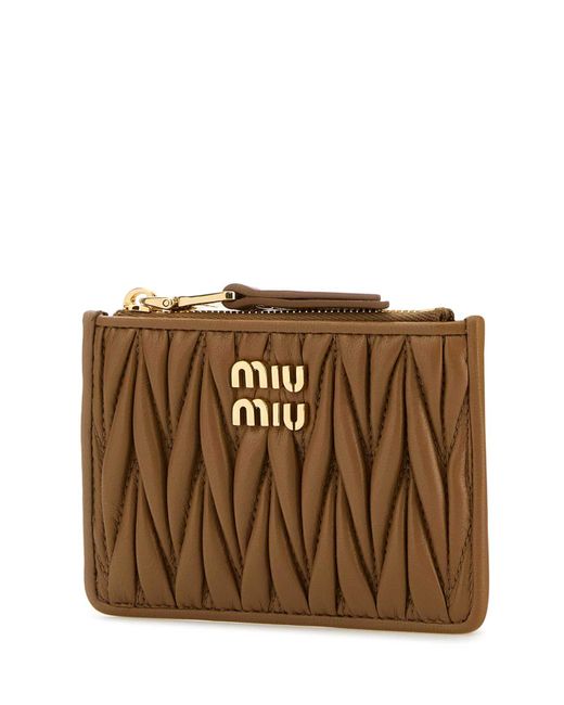 Miu Miu Brown Caramel Nappa Leather Card Holder