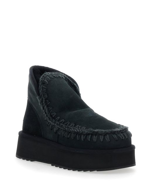Mou Black Ankle Boots With Braided Detail