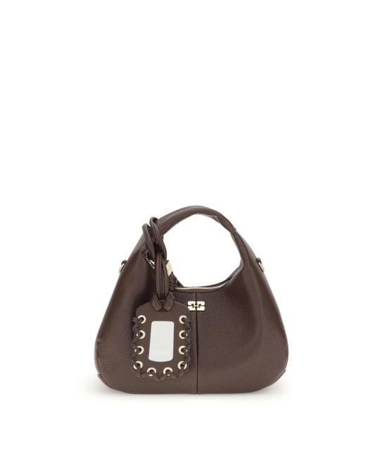 Ganni Brown Hobo Mini Handbag Handbags