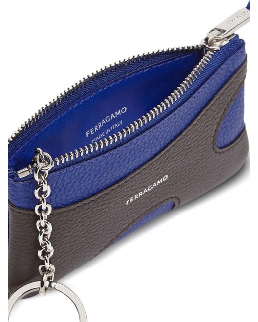 Ferragamo Blue Mini Cut Out Credit Card Holder 12X7 Cm for men