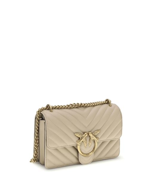 Pinko Natural Mini Love Shoulder Bag Calf Leather Bos Taurus