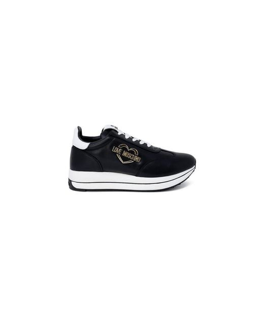 Love Moschino Black Leather Low Top Sneakers