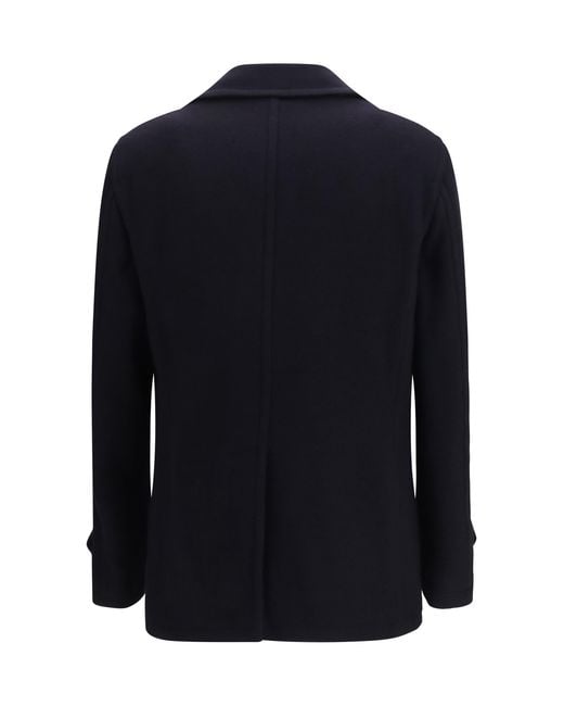 Tagliatore Blue Wool Caban Coat Ovis Aries; Polyamide Jacket for men