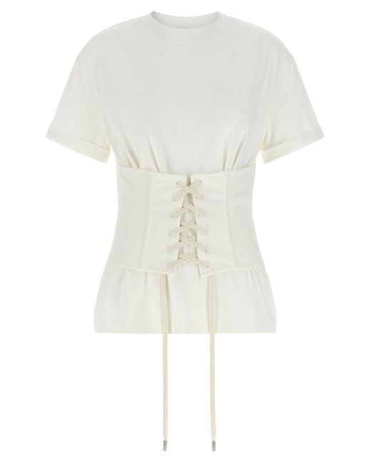 McQueen White Corset T-Shirt Cotton