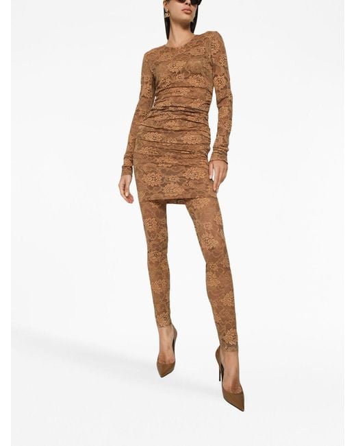 Dolce & Gabbana Natural Floral Lace Dress
