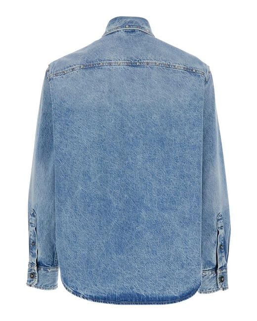 Versace Blue Shirt With Classic Collar for men