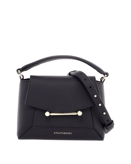 Strathberry Blue Calfskin Nano Crossbody Bag With Mosaic Design