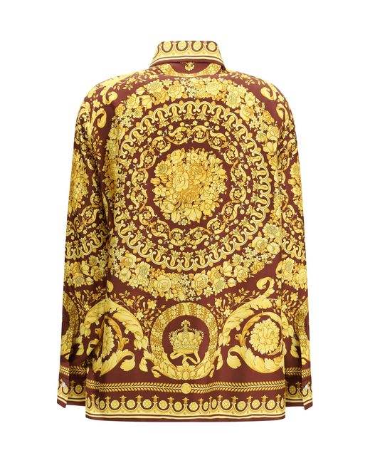 Versace Yellow Shirt Printed Silk Burgundy