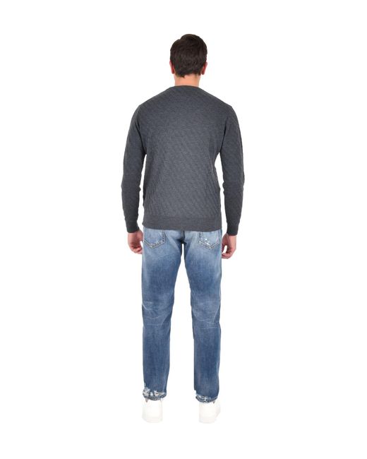 Low Brand Gray Sweater With Jacquard Pattern Wool for men
