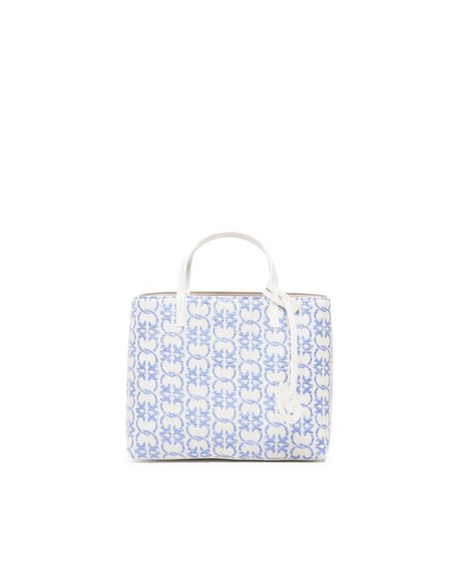 Pinko White Classic Fabric Shopper Bag