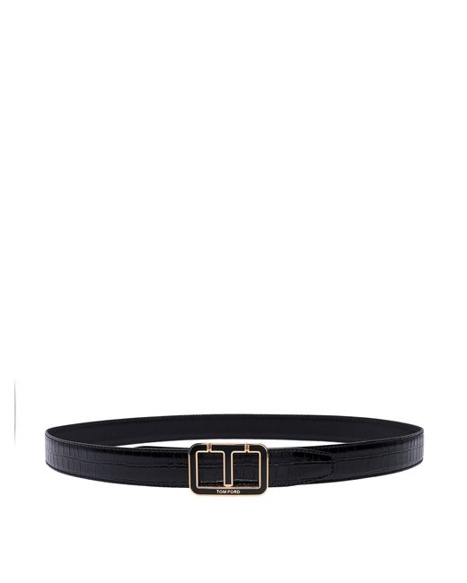 Tom Ford Leather Stitched Profile Belts E Braces in Black (White) for ...