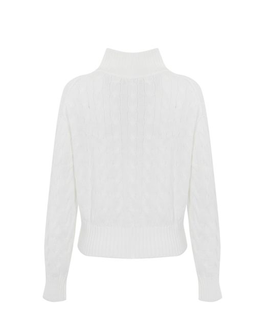 Polo Ralph Lauren White Woven Cotton Sweater With Zip