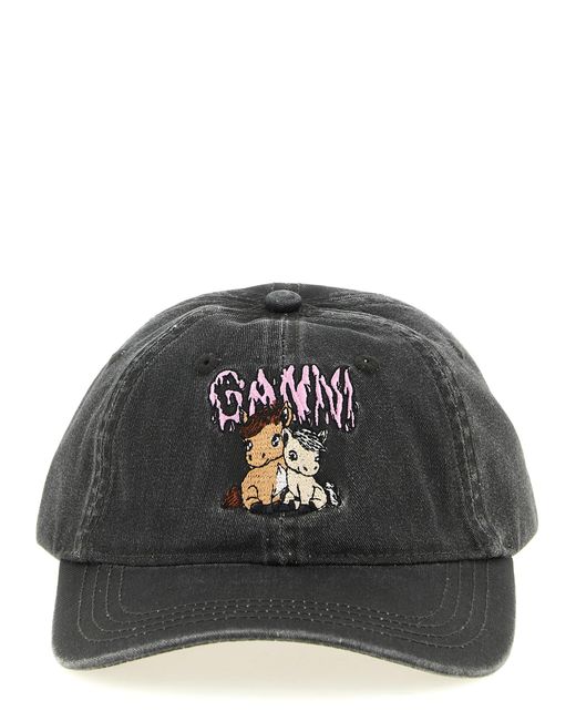 Ganni Black 'Pony' Cap
