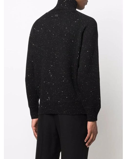Ferragamo Black Speckle-Knit Roll Neck Jumper for men