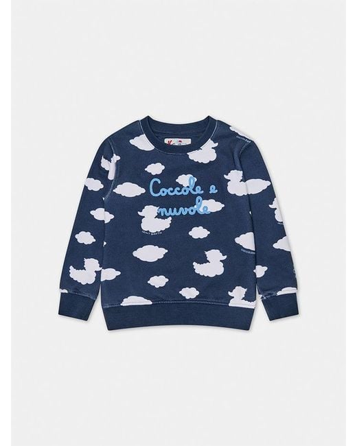 Mc2 Saint Barth Blue Kid Crewneck Sweatshirt With Coccole E Nuvole Embroidery for men