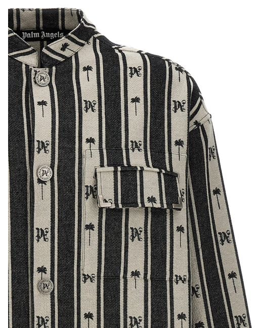 Palm Angels Black Metal Frame Stripes Shirt, Blouse for men