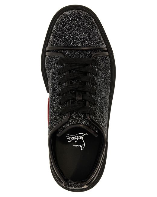 Christian Louboutin Black Adolon Junior Panelled Leather Low-top Trainers for men