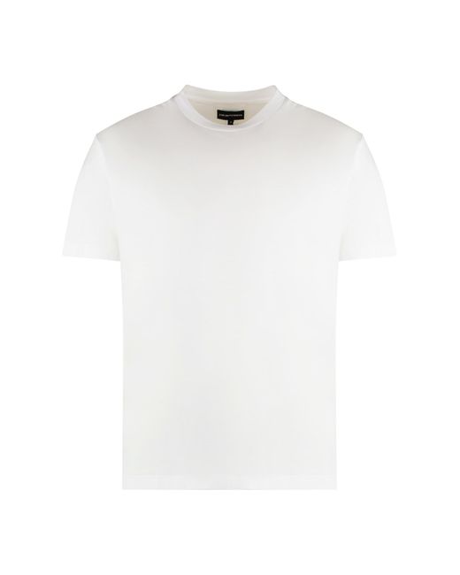 Emporio Armani White Blend Cotton Crewneck T-Shirt for men